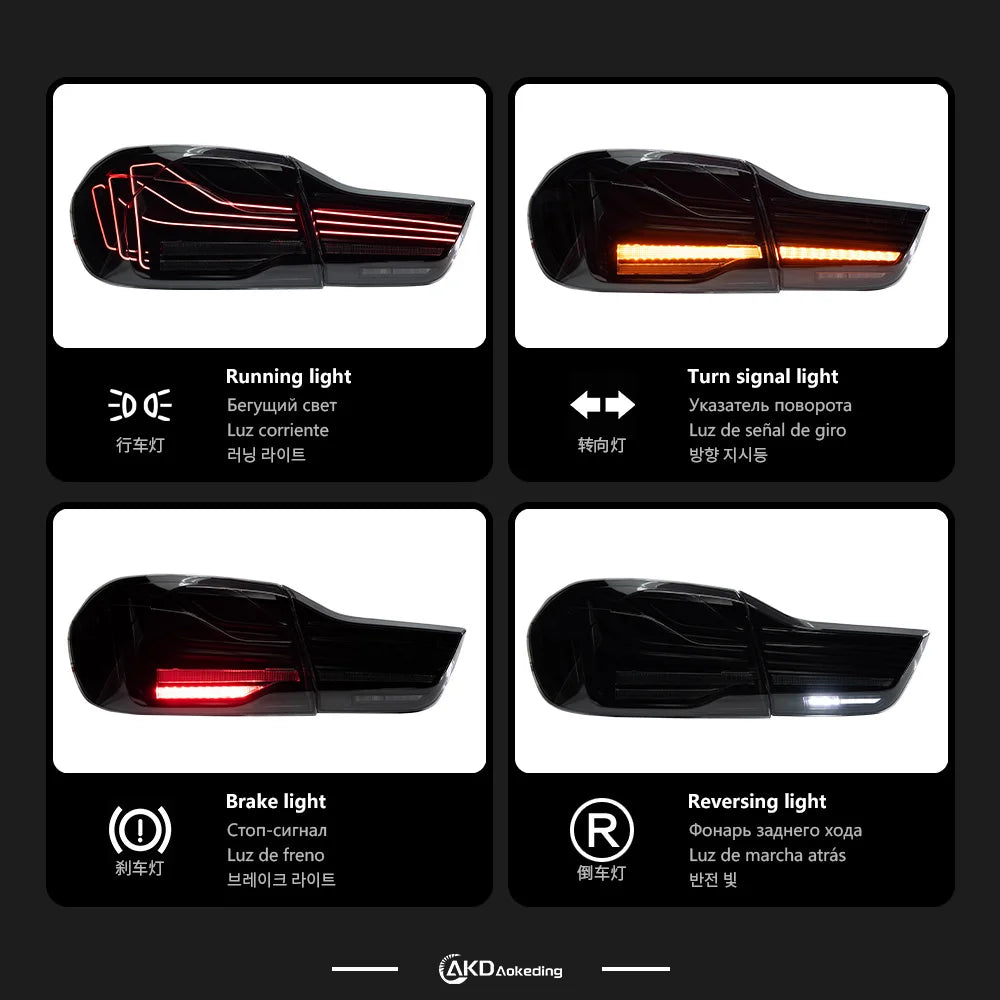 BMW F32/F82 CSL Laser Style Led Taillights, Smoked/Red (2013-2019)