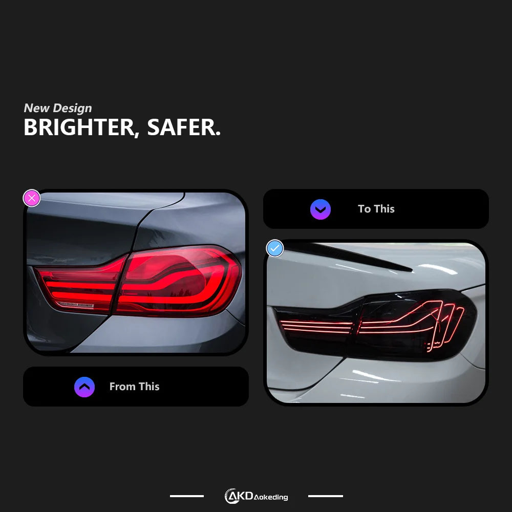BMW F32/F82 CSL Laser Style Led Taillights, Smoked/Red (2013-2019)