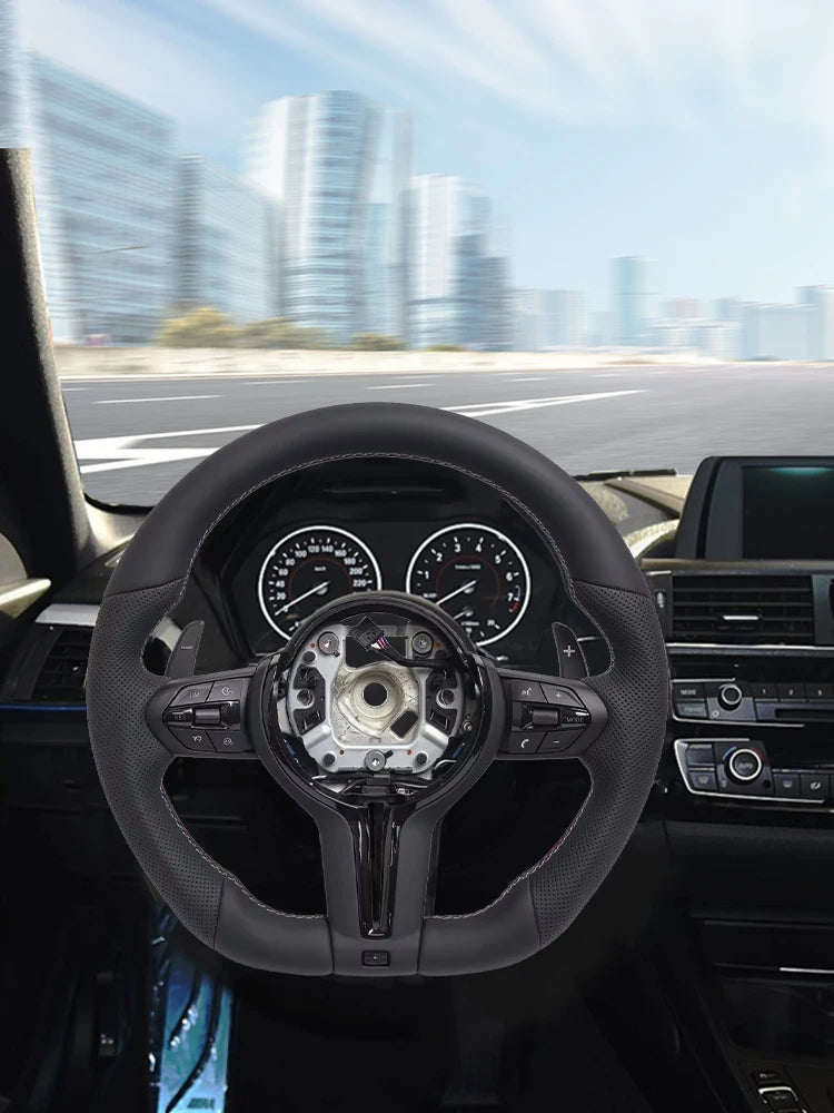 F10 F15 Perforated Leather Flat-Bottom Steering Wheel