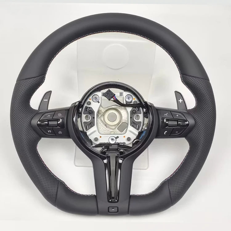 F10 F15 Perforated Leather Flat-Bottom Steering Wheel