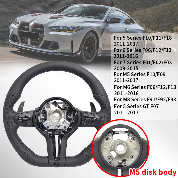 F10 F15 Perforated Leather Flat-Bottom Steering Wheel